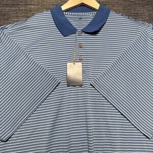 Caribbean Joe Polo Shirt Men's 2X Blue Striped Short Sleeve